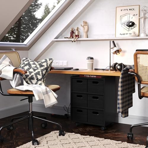 Jela Solid Wood Roll Cart Cubby (Black)