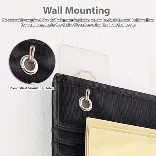 Extra-wide Oxford Fabric Rack Card Holder, 3-9 Slots Wear-resistant Employee ID Badge Wall Racks, Time Card Holders for Businesses/School(White,6 Slots)