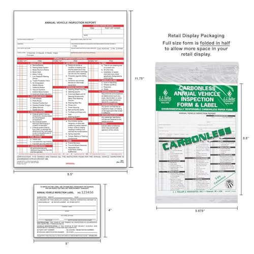 J. J. Keller Annual Vehicle Inspection Report Form and Label, 25 Pack