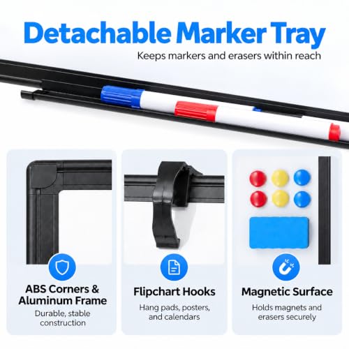 Magnetic Easel Whiteboard 36" x 24", Adjustable Tripod Stand