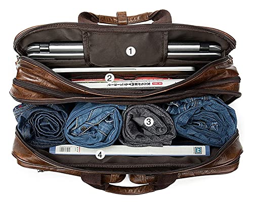 Vintage Leather Handbag 15.6" Laptop Crossbody Bag Expandable Briefcase Travel Business Shoulder Messenger Bag