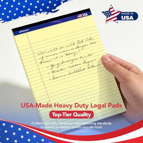 WritePads Legal note pads 8.5"x14" Legal Pads,Wide Ruled,Canary Paper,12 Pack,50 Sheets Per Writing Pad,Micro perforated Writing Pad,BL-LCY50W-12PAD