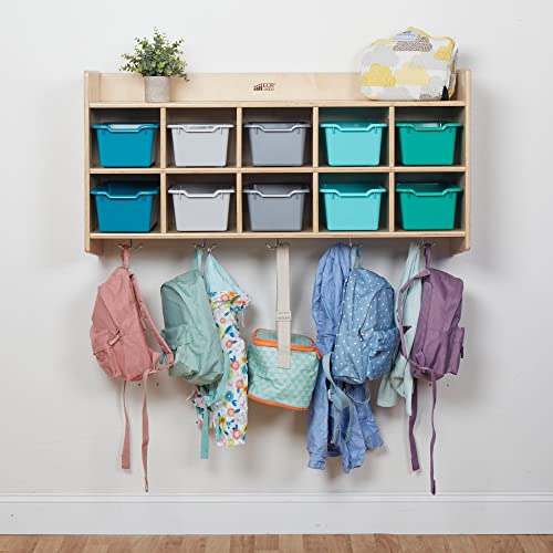 ECR4Kids 10-Section Hanging Coat Locker with Shelf and 10 Scoop Front Bins, Cubby Storage, Contemporary