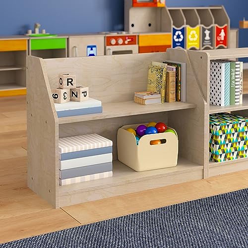Classroom Essentials Commercial Grade Modular 2 Shelf Wooden Classroom Display Shelf, Natural