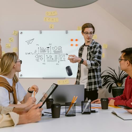 Wingwise Glass Dry Erase Board, 36 x 24 Inches Magnetic Glass Whiteboard