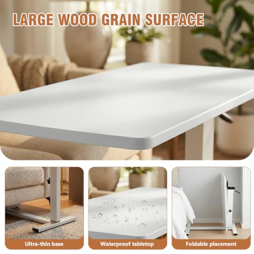 Bed Rolling Laptop Table with Wheels Pneumatic Lap Desks
