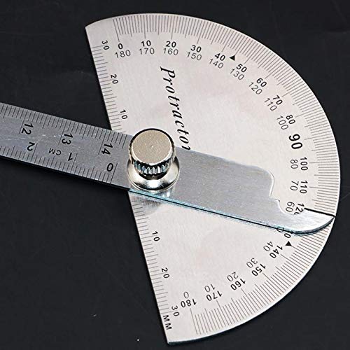 TEOYETTSF 180 Degree Adjustable Protractor Multifunction Stainless Steel Roundhead Angle Ruler Mathematics Measuring Tool