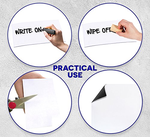 Dry Erase Magnetic Roll, Glossy White Write on/Wipe Off Magnet, 24 inches by Flexible Magnets (2 ft x 25 ft)
