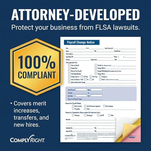 ComplyRight Payroll Change Notice, 3-Part | 8-1/2” x 11” | HR & Employee Management | 50 Pack