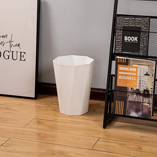 Doteon 12L Trash Can Wastebasket Plastic Trash Bin Garbage Container Rubbish Can Paper Basket Office Organizer for Bedroom Home Office, 6 White