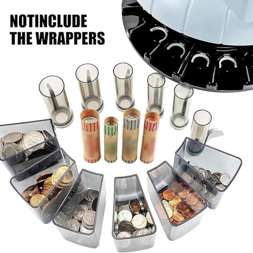 Electronic Coin Sorter, Commercial Coin Counter Machine with with LED Display, 8 Coin Bins, 216 Units/min and Supports Counting and Sorting, Add and Batch Mode, for Shop, Business.