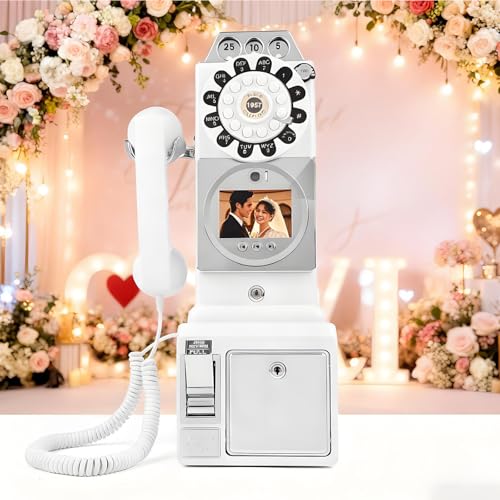 HuanSebesity Audio Video Guest Book for Personalized Messages,1080p HD Phone Booth,Customized Phone Guestbook for Bridal Showers,Birthdays,Graduations,Preserve Special Occasions White