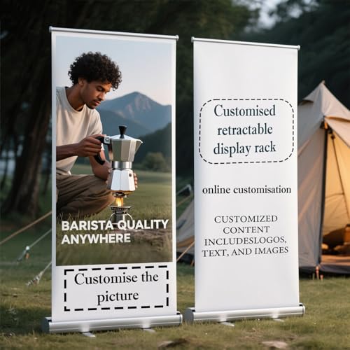 Custom Retractable Banner Stand – Personalized Roll Up Display with Carry Bag, Adjustable Height, Portable Stand for Trade Shows, Events, Business Promotions
