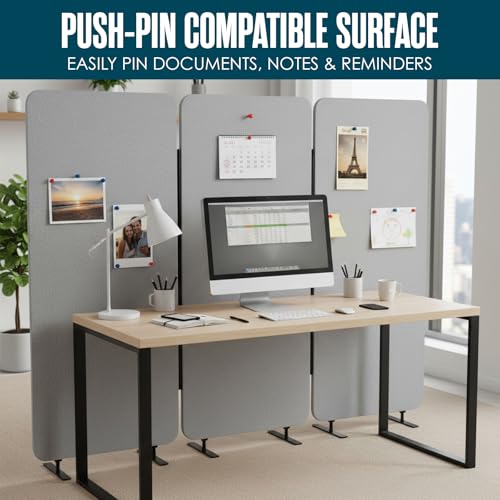 Partition Wall, Soundproof Room Dividers, Office Panel, Grey, 3 PC, 72x67"