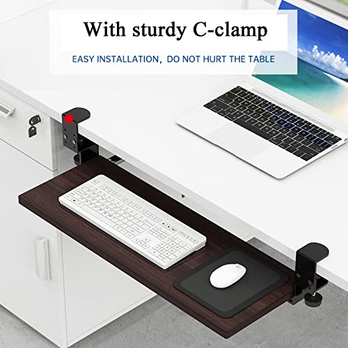 BWPURWDFH Under Desk Keyboard Tray with Mouse Pad,Pull-Out Platform Drawer Keyboard Mouse Holder, Desk Extender (Walnut 55 * 24 Cm/22 * 9 inch)
