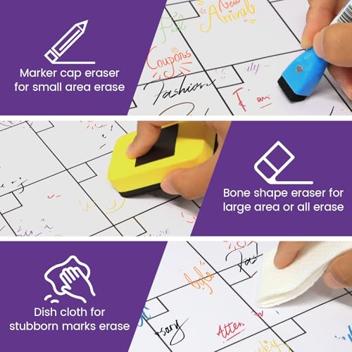 Monthly Magnetic Calendar for Refrigerator - 17"x17" Dry Erase Board, Large Writing Space, 8 Markers & Eraser - Family Schedule Planner, Stain-Resistant with Strong Magnets (Sunday Start)