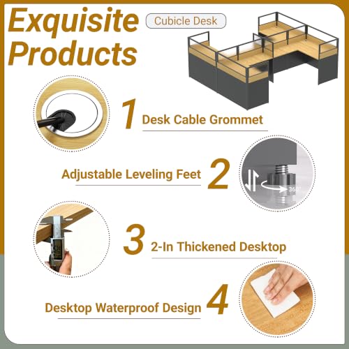 Qytexx Office Cubicle Desk with Mute Privacy Panels (1 Person-A, Walnut)
