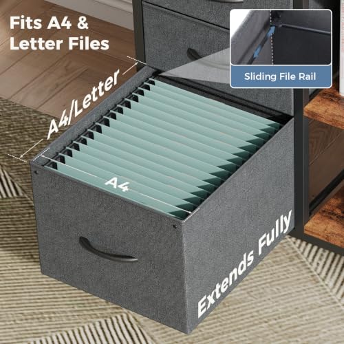 DUMOS 3 Drawer Mobile File Cabinet, Rolling Printer Stand with Storage