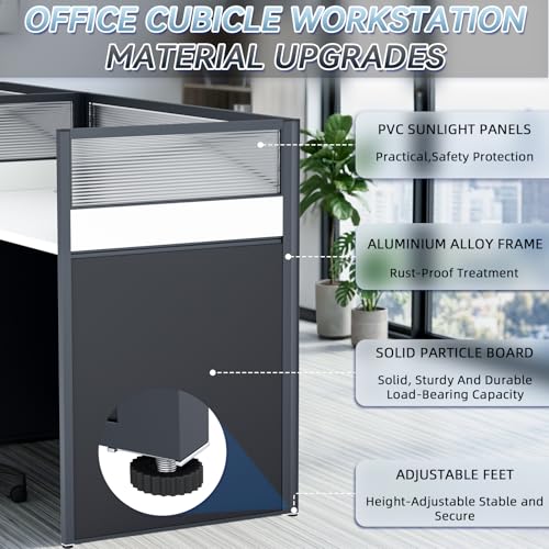 Office Cubicle Desk, 2 People Cubicle Desk with Mute Privacy Panels, Office Cubicle Workstation Computer Table with Cable, Partitions Desk for Home/Offices Commercial Workspace,Business, Style A