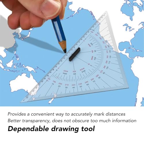 Chart Drawing Triangle Ruler,Precise Scale Transparent 300mm Acrylic Marine Navigation Parallel