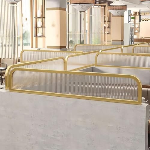 Stylish Golden Glass Partition Screen - 60x120cm (23.62x47.24in) Room Divider for Dining Areas & Home Office, Semi-Private Workstation Separator for Restaurants & Offices