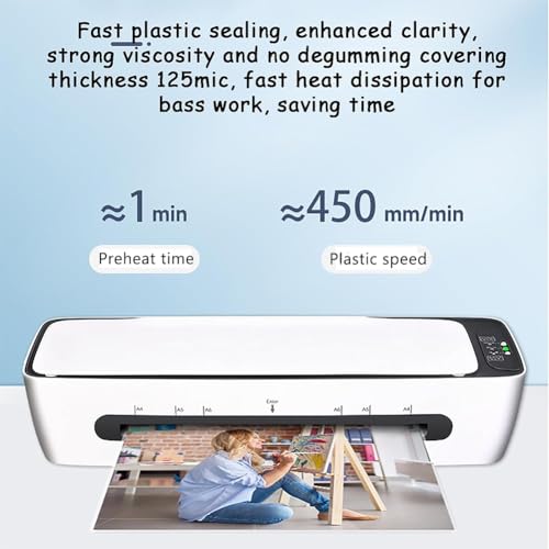 Desktop Thermal Laminator, Thermal and Cold Laminator Machine with Paper Cutter, Hole Punch and Corner Rounder, 1-Min Fast Preheat, for Office, School, Home, Business, Creativity