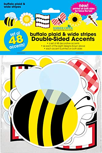 Barker Creek Double-Sided Cut-Outs, Buffalo Plaid & Wide Stripes, School Accents, Party Decorations, Office, Home, Classroom and School Decor, 5.5" Wide, 36 per Pkg (2213)