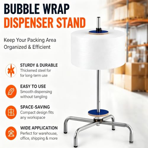 YZHYY Heavy Duty Bubble Wrap Dispenser, Manual Standing Wrapping Roll Stand