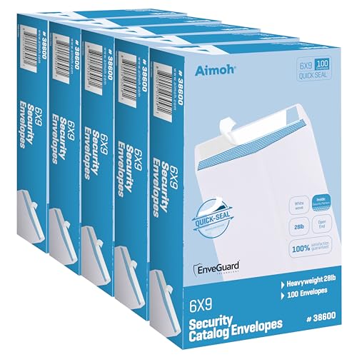 Aimoh 6x9 White Envelopes, Self-Seal Security Catalog Envelopes 6x9, 1000Ct