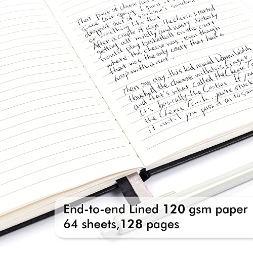 24 Pack Journal Notebook for Work, Feela Business Notebook Bulk Hardcover Lined Writing Journal with Pen Holder for Men Women Note Taking, with 24 Black Pens, 120 GSM, 5.1”x8.3”, A5, Black