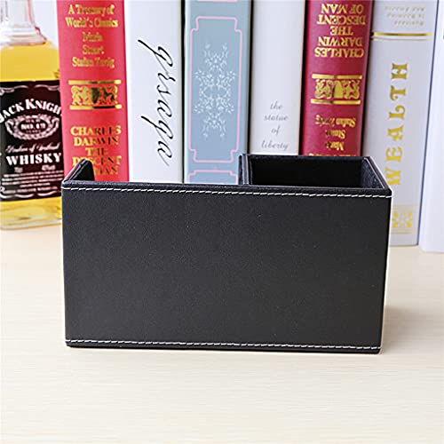 AFPSDLFJDLS PU Leather Desk Organizer Pencil Pen Holder Caddy Storage Box With 3 Compartments For Home Office School Supplies(D)