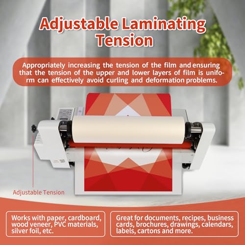 V350 Cold Hot Roll Laminator,350mm Laminating Machine,Single & Double Sided Thermal Laminator for Paper Card PVC Foil,Etc.,Digital Display & Temperature Control for Home Commercial Office School,700W