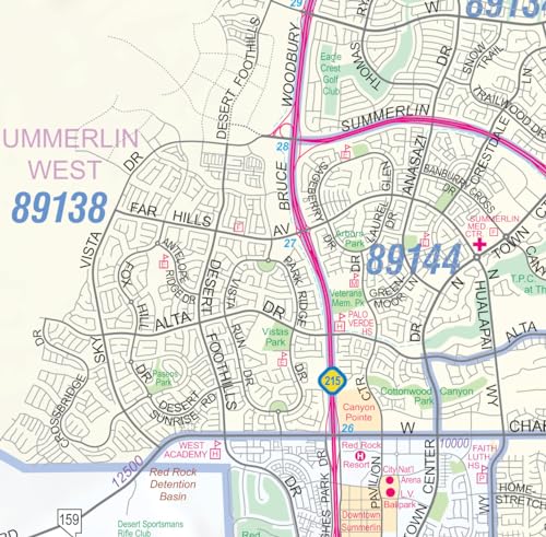 Metro Maps Greater Las Vegas NV Detailed Region Wall Map (55"x44" Laminated Full Color Road Map)