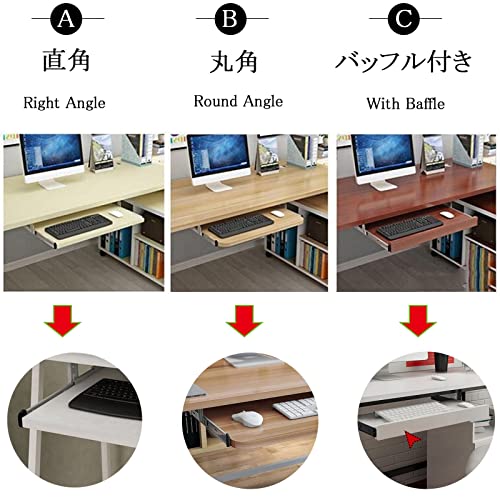 V3VOGUE Slide Keyboard Tray Under Desk Adjustable Height - Slide-Out Keyboard Drawers Platforms with Slides Rails - Keyboard Mouse Holder Workspace Organizers - Ergonomic Desk Extender