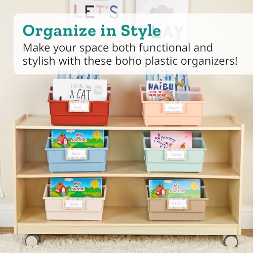 Really Good Stuff Picture Book Classroom Library Bins with Dividers, 6-Pack