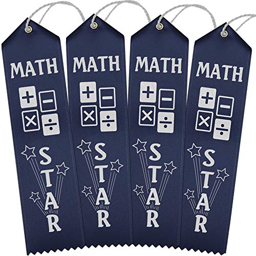 RibbonsNow Math Star Ribbons - 100 Navy Blue Ribbons with Card & String