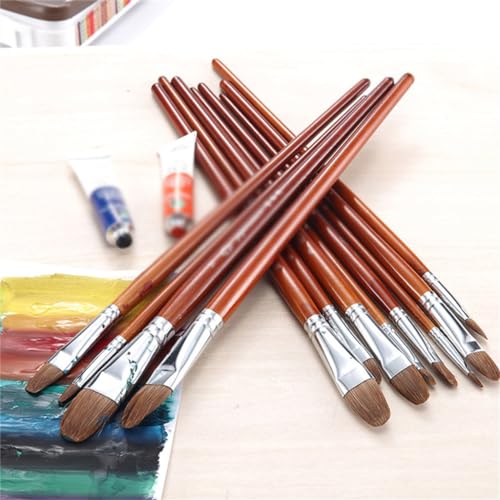 YUANQING Round Brush Wooden Handle Odd-Even Oil Painting Supplies Pen Water Chalk Watercolor Brush