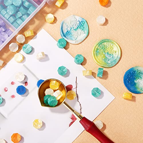 MLLXUXANCC 100pcs Retro Octagon Wax Seal Beans Stamp Beads for DIY Vintage Craft Wedding Envelope Wax Seal Ancient Sealing Wax Stamp Making