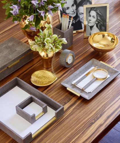 AERIN Chocolate Shagreen Magnifying Glass & Letter Opener Set