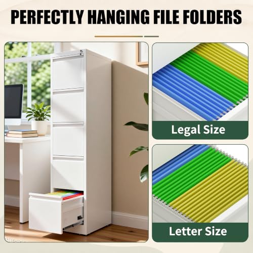 FOSTOKO 5 Drawer File Cabinet for Home Office, Vertical Filing Cabinet