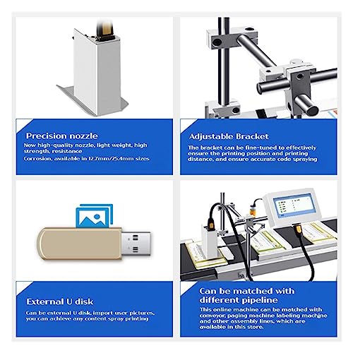 NUHSLF Portable Inkjet Coder, Online Printer Small Smart Assembly Line Printer Bag Bottle Cap Portable Inkjet Printer, Not Fading