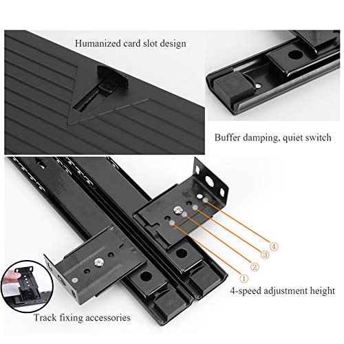 ACXZ Ergonomic Sliding Keyboard Tray, Adjustable Height Keyboard Drawer Platforms Under Desk, Black/White, with Pen Slot, Square, ABS Environmental Material