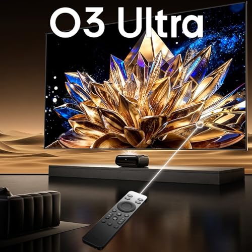 JmGO O3-Ultra Laser 4K Ultrakurzdistanz Beamer MALC 4000 ISO Lm MT9681 4GB 128GB Master Sound Speaker WiFi Bluetooth HDMI Ultra Short Throw Projector | Android Chinese OS with KD3 Google TV Stick