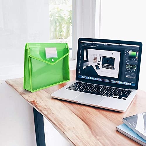 File Folder A4 Plastic Wallets with Popper Plastic Document Envelope File Folder with Snap Button File Bags for Important Documents Folder Organizer Storage Bags for School Office (6 Pack) Expandin