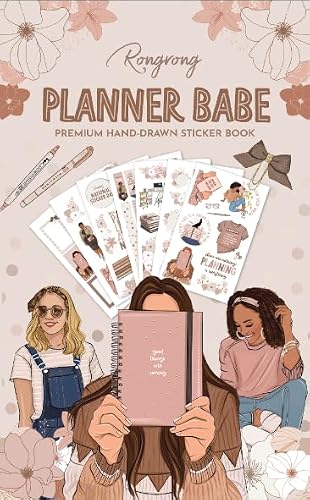 Rongrong Planner Babe Sticker Book for Planners, Calendars, Journals – Aesthetic Premium Quality Hand Drawn Perfect for Making Your Planner Beautiful – Scrapbook Accessories – 24 Pages