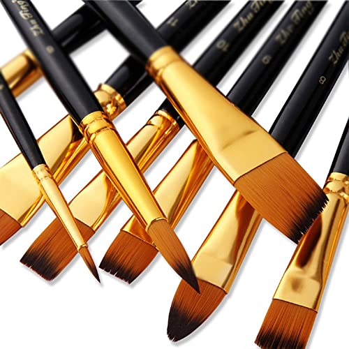 UOHLCX HBJWOV 15 Paint Brush with Canvas Bag Watercolor Acrylic Painting Brush Artwork Craft Long Wooden Handle