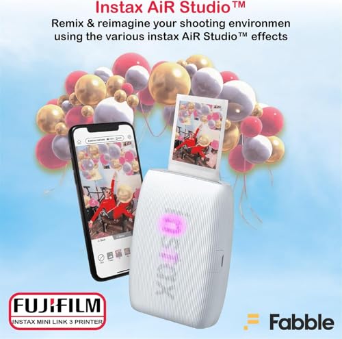Fujifilm Instax Mini Link 3 Smartphone Printer with Instax Mini Films and Free Bonus Microfiber Cleaning Cloth... (Clay White, 3 x Twin Pack (60 Sheets))