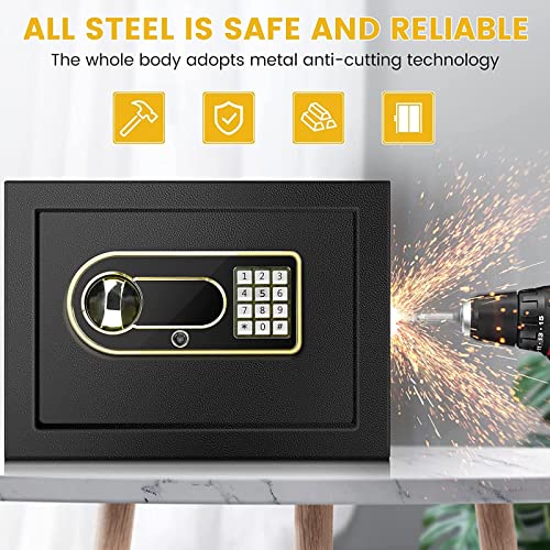 JKSVTF Home Safe Box Fireproof Waterproof, Money Safe Box, Security Safe with Digital Keypad and Key for Cash Jewelry Documents, Office Hotel Home Safe, Wall Or Cabinet Anchoring Design,White (White)