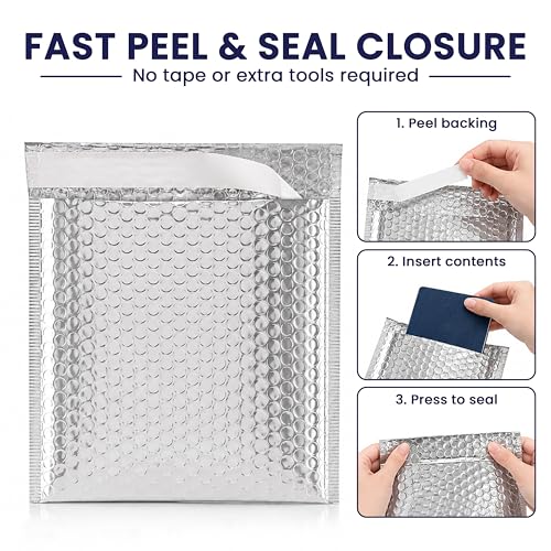 Waterproof Self-Seal Insulated Foil Thermal Bubble Mailers 11x15, 100-Pack