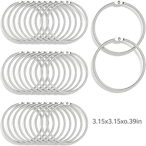 100Pack Binder Rings 3In Large Metal Nickel Plated Rings for